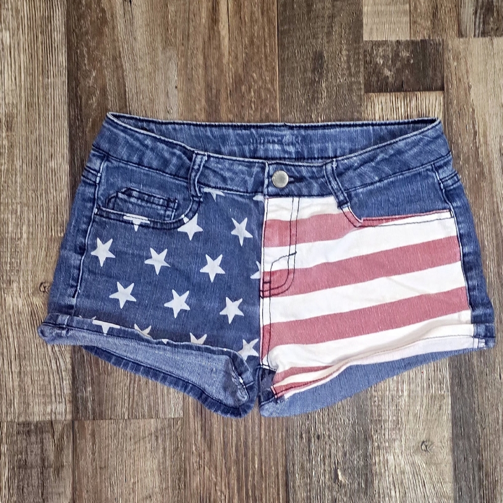 SO Girls Patriotic Denim Shorts